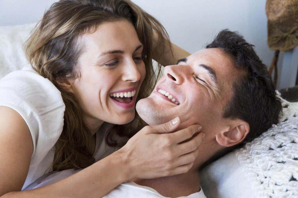 happy couple after good male sexual performance